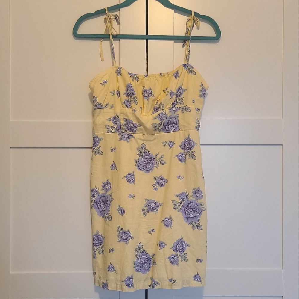 Yellow and blue cami floral sundress, size L.